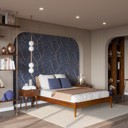 Ebern Designs Dinkee Solid Wood Platform Bed without Headboard, Mid